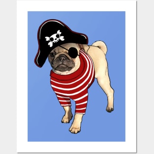 Pug Puppy Pirate Posters and Art